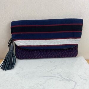 EUC Global Mercado Celia Woven Foldover Tassel Clutch